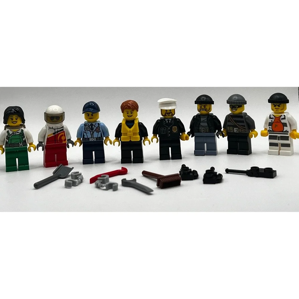 Lego City Minifigures Lot of 8 Police Officers Crooks and Accessories